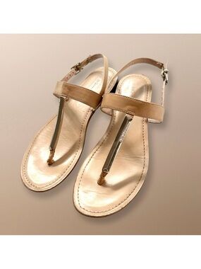 BCBGeneration Women's Beige & Silver Sandals Size 7.5
